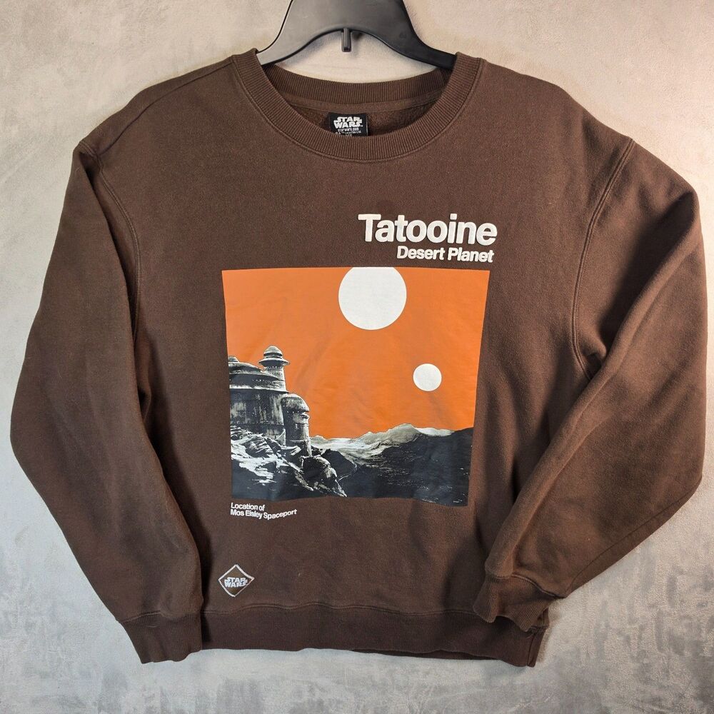 Star Wars Tatooine Desert Planet Crewneck Sweatshirt Brown Graphic Mens Large
